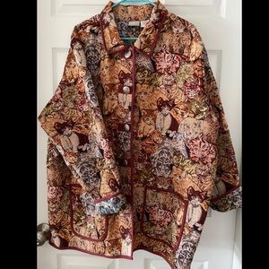 Vintage Oversized Cat Pattern Tapestry Jacket